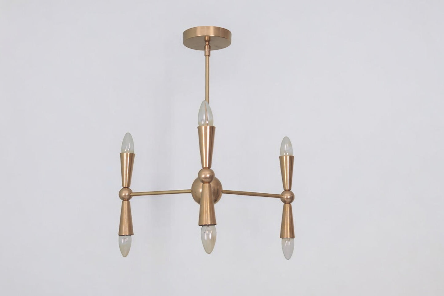 Brighten your space with the Italian Caracas Six Light Brass Sputnik Chandelier