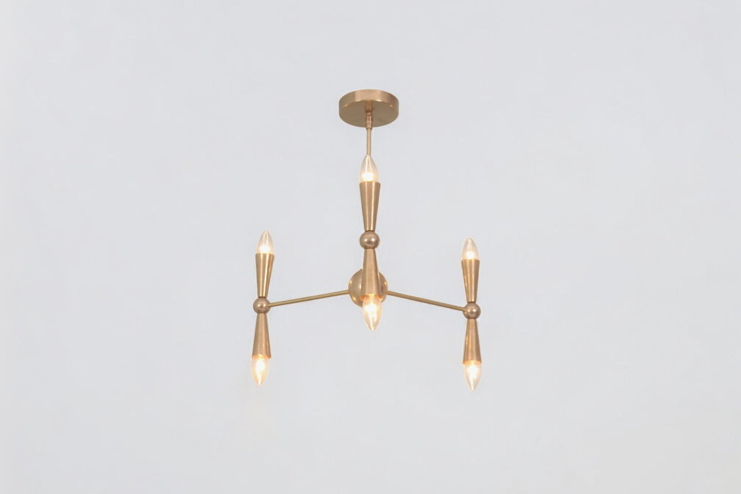 Brighten your space with the Italian Caracas Six Light Brass Sputnik Chandelier