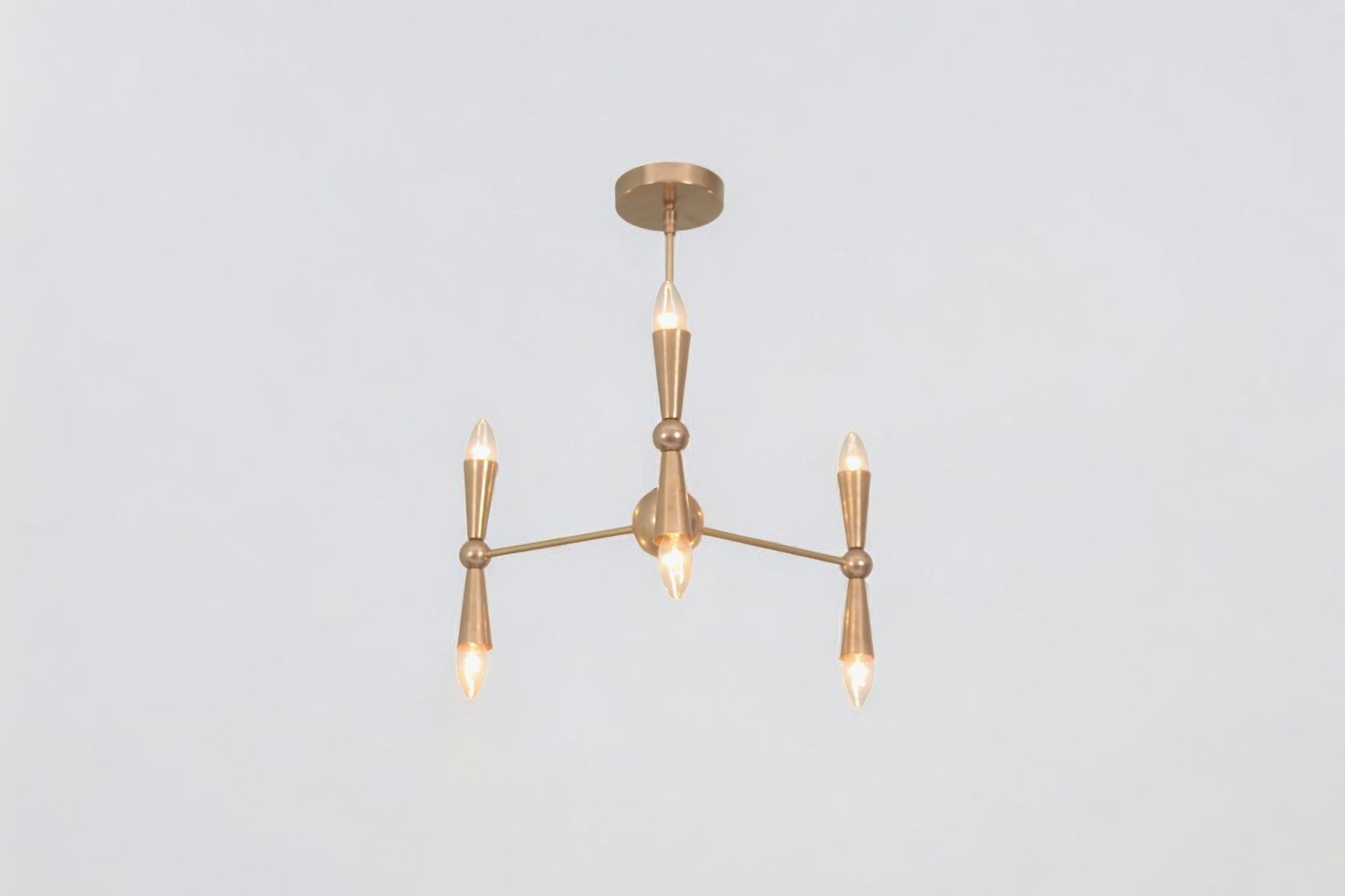 Brighten your space with the Italian Caracas Six Light Brass Sputnik Chandelier