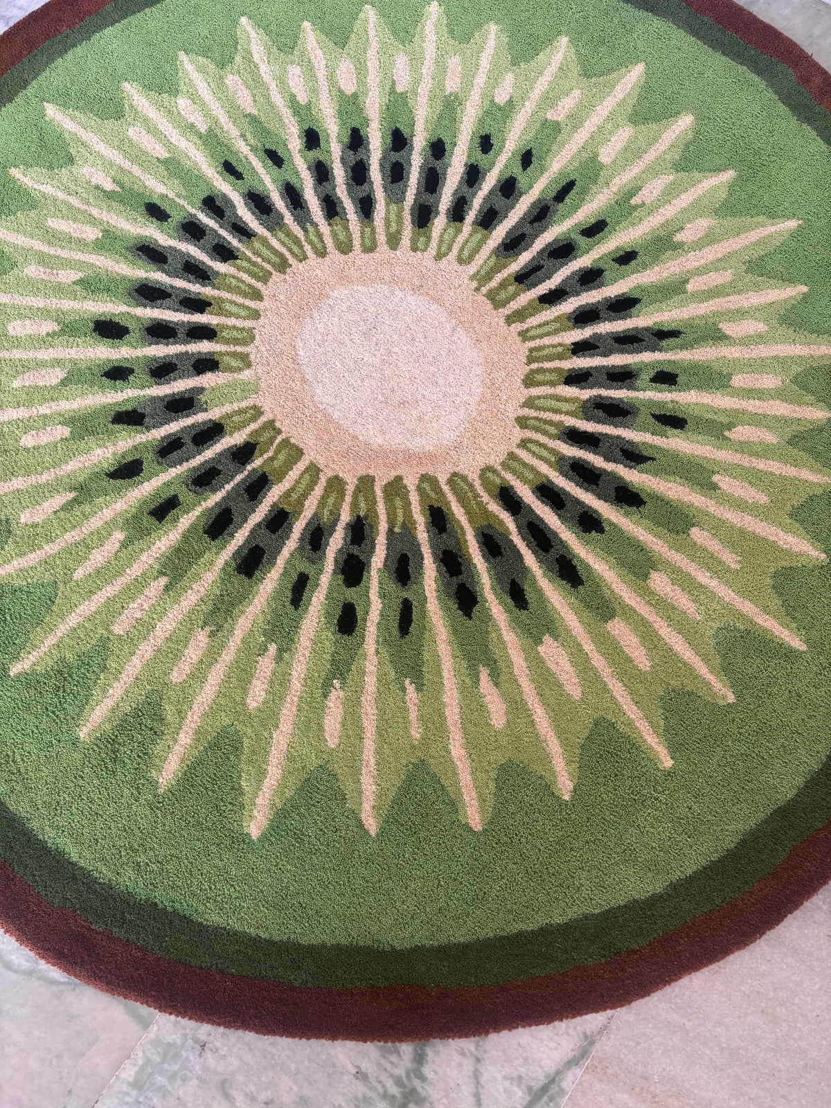 Hand-Tufted Kiwi Inspired Rug – Multi-Color Wool, Round Cut Pile – view 3