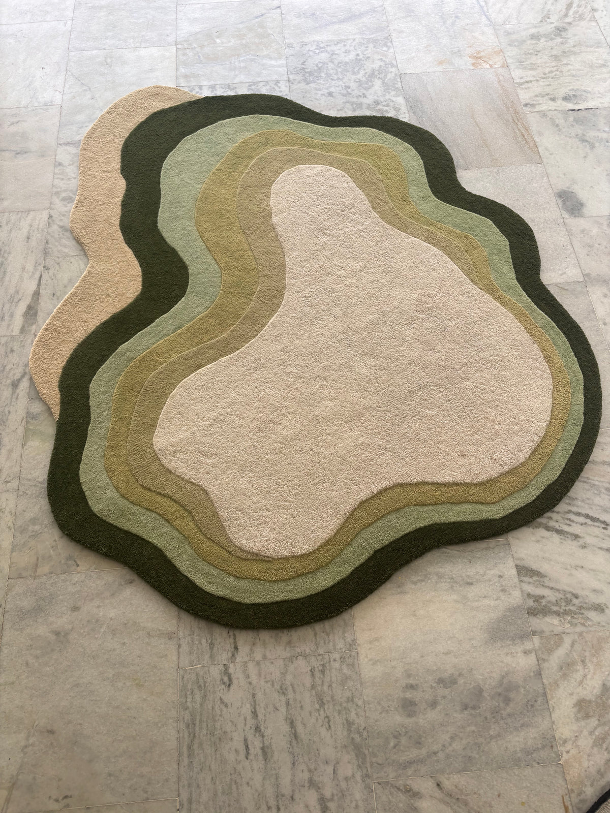 Hand-Tufted Irregular Abstract Rug – Multi-Color Wool, High-Low Pile – view 3