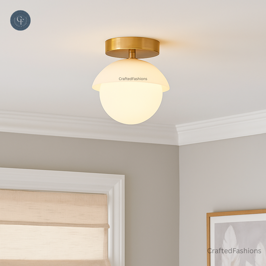 Brighten your space with the Mid-Century Brass Sputnik Ceiling Light and glass cone