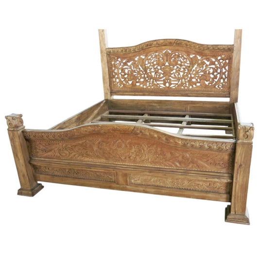 Bed Frame Room-anchoring Piece Carving Traditional Styles Handcrafted