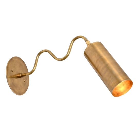 1-Light Italian ZigZag Sconce: Brass, sleek modern design, focused sculptural lighting