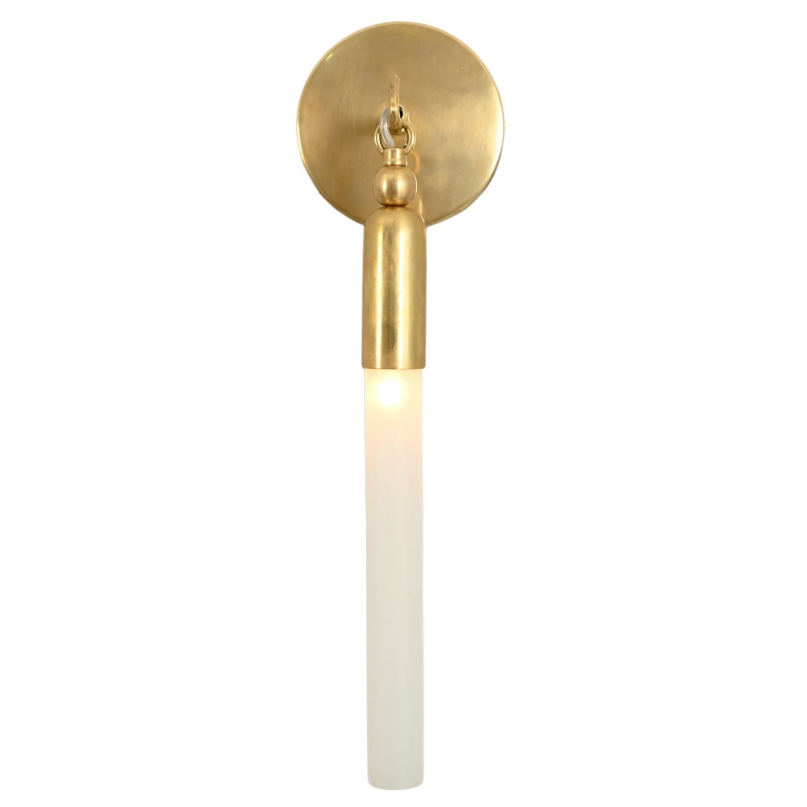 Illuminate your space with the TASSEL 1 Sconce—sleek glass tube and brass accents