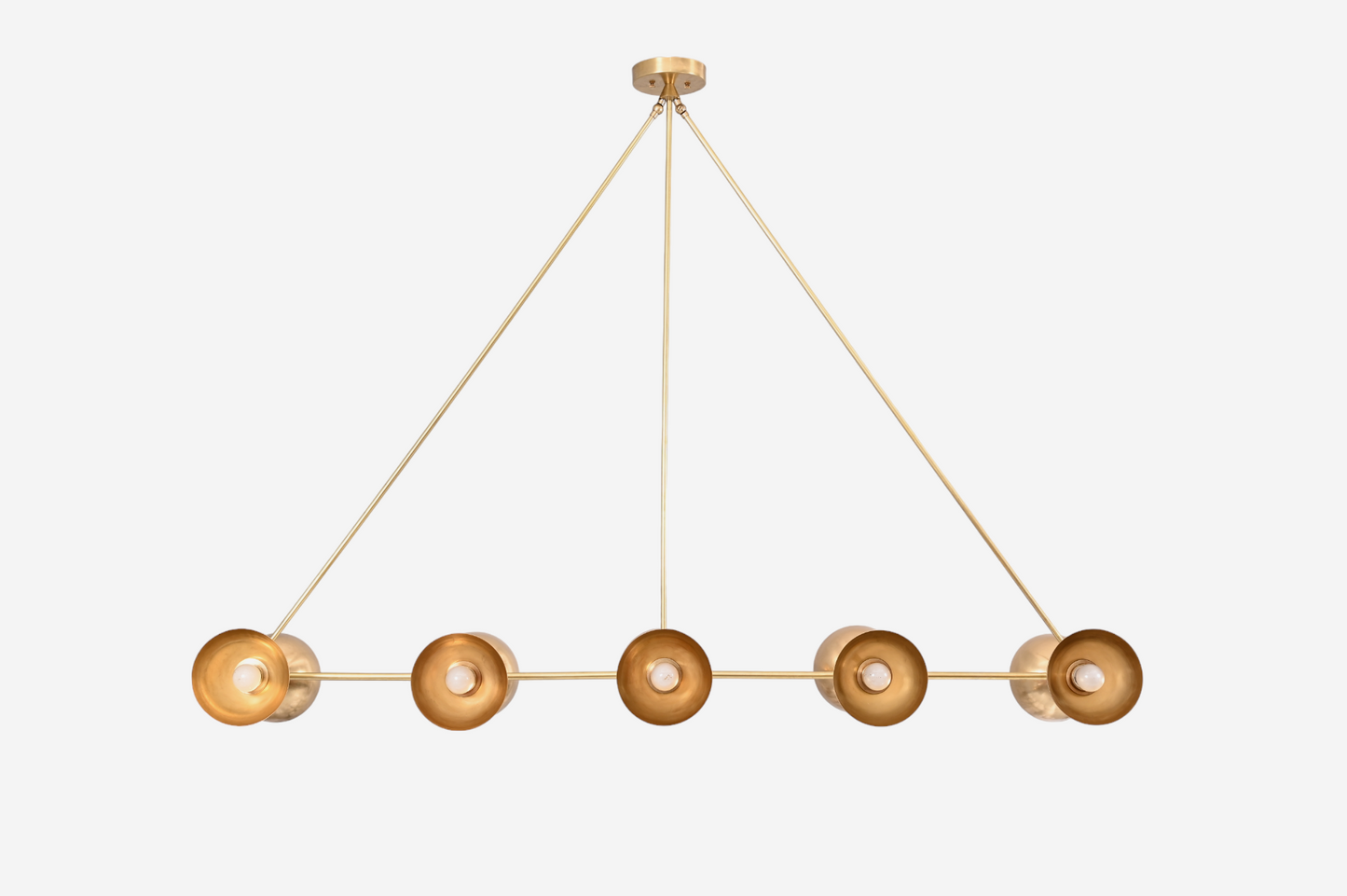 10-Light Half Dome Brass Sputnik Chandelier - Sleek Mid-Century Design for Any Room