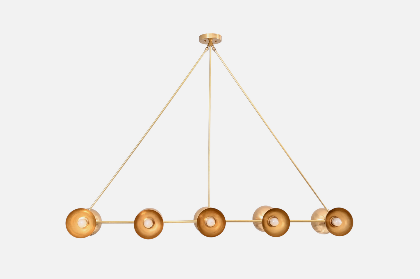 10-Light Half Dome Brass Sputnik Chandelier - Sleek Mid-Century Design for Any Room