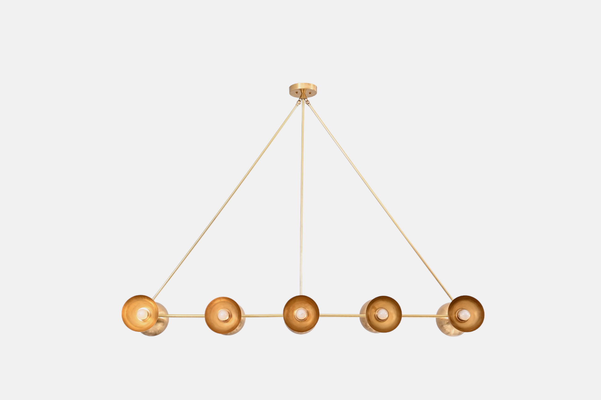 10-Light Half Dome Brass Sputnik Chandelier - Sleek Mid-Century Design for Any Room