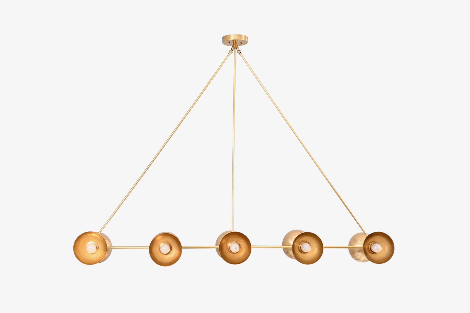 10-Light Half Dome Brass Sputnik Chandelier - Sleek Mid-Century Design for Any Room