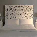 Victoria Hand Carved Mandala Wall Mount Wood Bed Headboard by Crafted Fashions