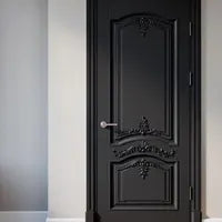 Black Hand-Carved Bedroom Door – Classic Panel Detailing, Solid Wood – view 2