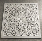 The Victoria Mandala Handmade Bed Headboard with Lotus Carved Panels by Crafted Fashions
