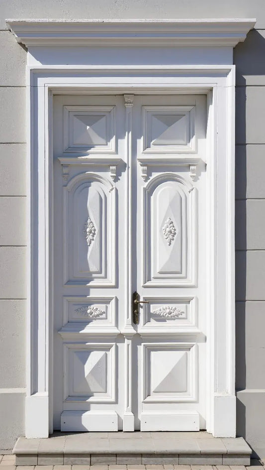 Solid Wood Hand-Carved Double Leaf Entrance Door – Artistic Carvings
