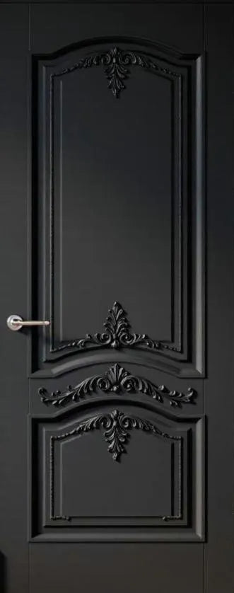 Black Hand-Carved Bedroom Door – Classic Panel Detailing, Solid Wood – view 3