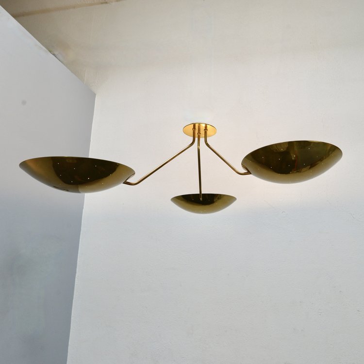 Mid Century Modern Raw Brass Sputnik ceiling light fixture for bold, elegant style.