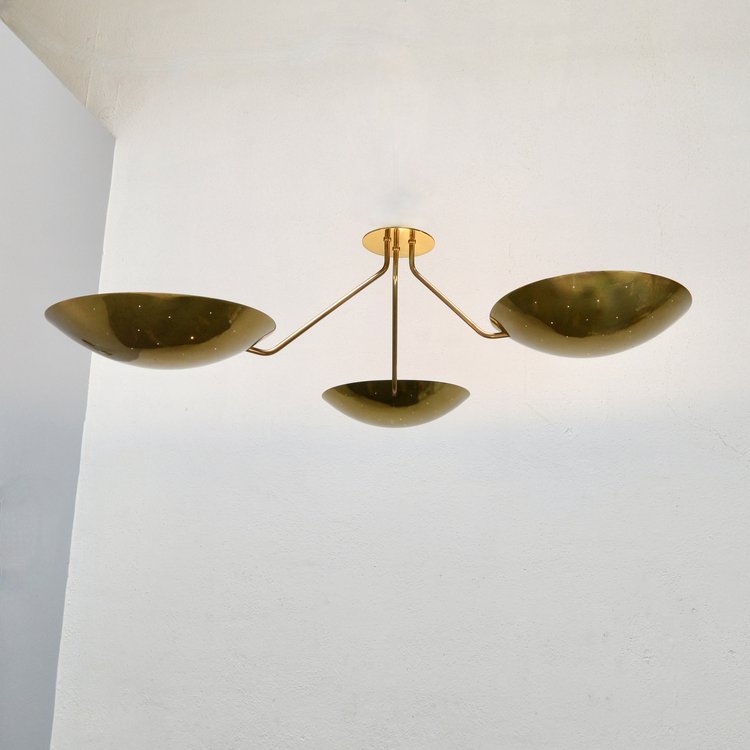 Mid Century Modern Raw Brass Sputnik ceiling light fixture for bold, elegant style.