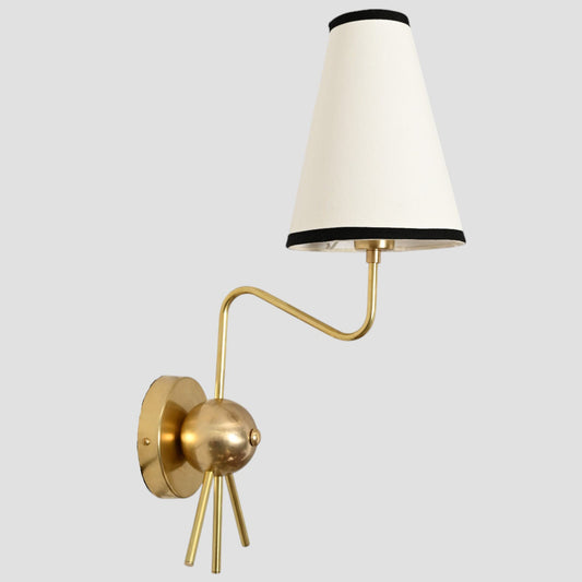Handmade Brass Sputnik Wall Lamp: Linen shade, warm glow, modern vintage elegance