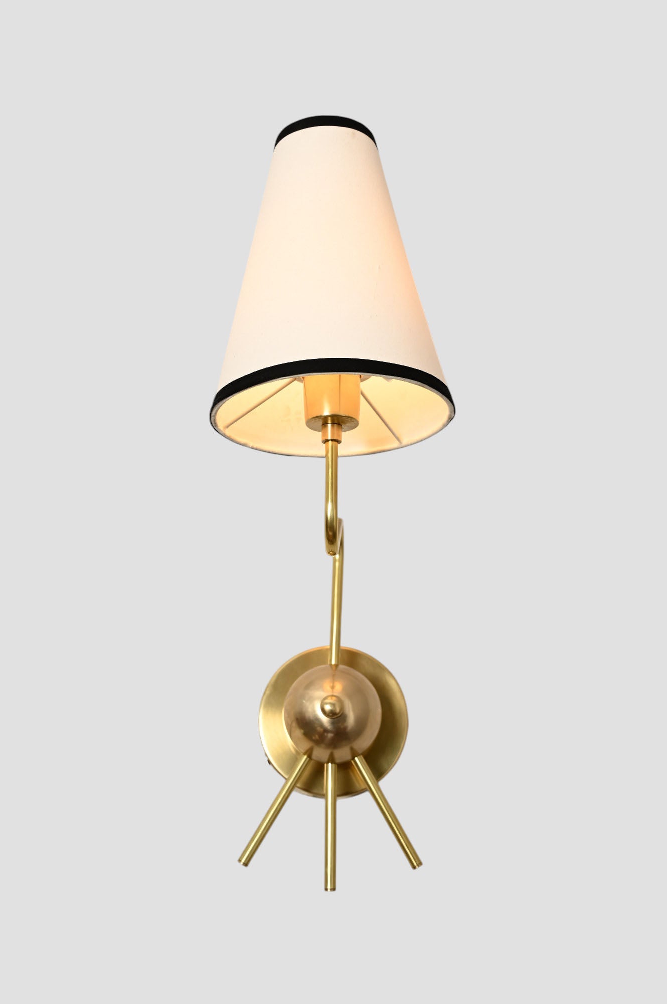Handmade Brass Sputnik Wall Lamp: Linen shade, warm glow, modern vintage elegance
