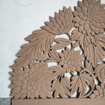 Handmade Carved Bed Headboard Bohemian Half Moon Lotus Decor Boho by Crafted Fashions